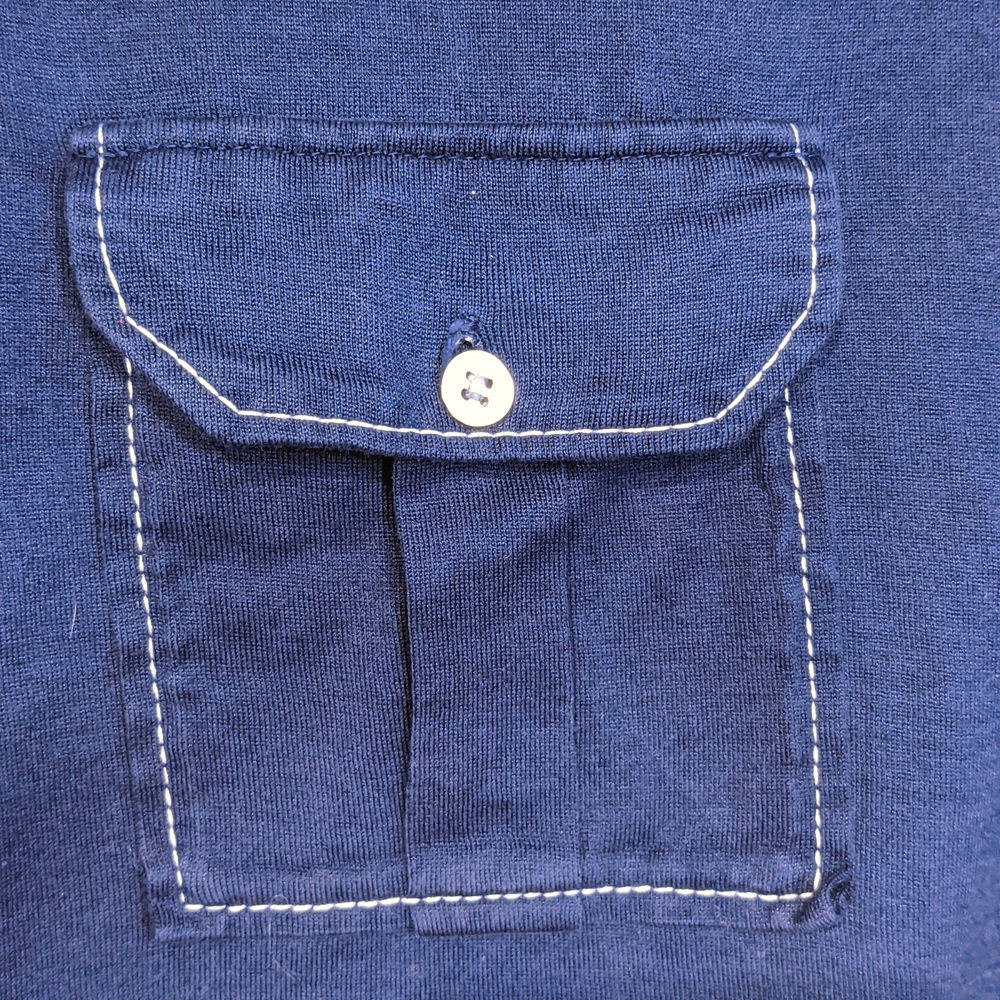 Vintage Gino Paoli Italian cotton navy medium button front shirt - Picture 3 of 5
